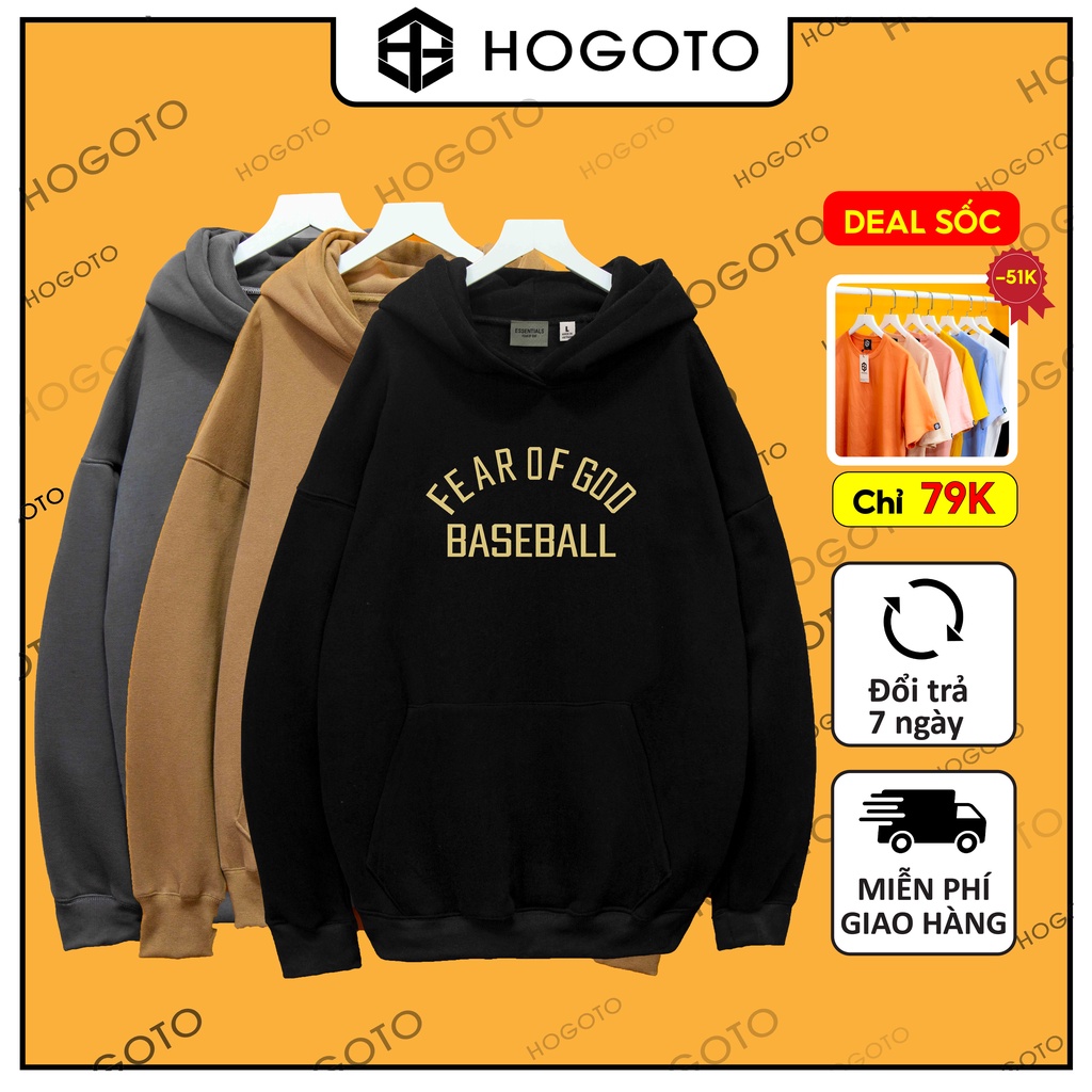 Áo nỉ HOODIE Fear of god baseball Hogoto shop ,Áo hoodie nỉ bông cotton unisex