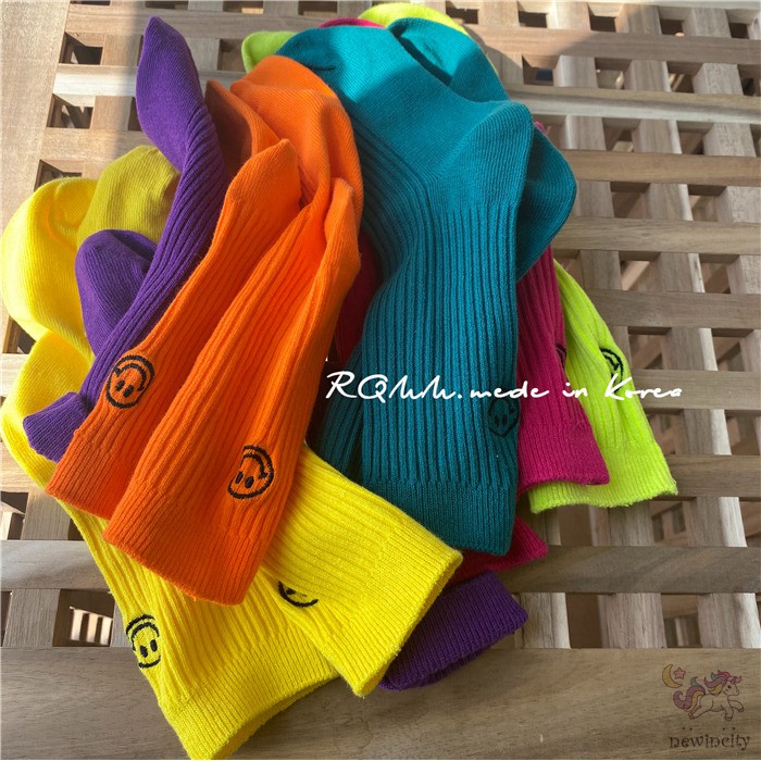 Tất chân thêu họa tiết mặt cười đáng yêu cho bé