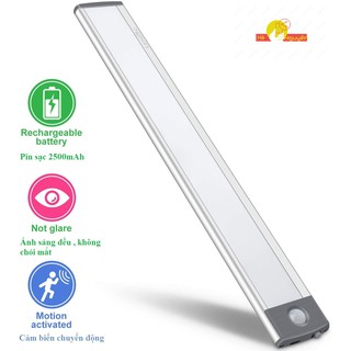 Bộ đèn LED cảm ứng cao cấp tiện dụng gắn tủ quần áo , tủ chén , cầu thang tự động sáng , tích hợp pin sạc.
