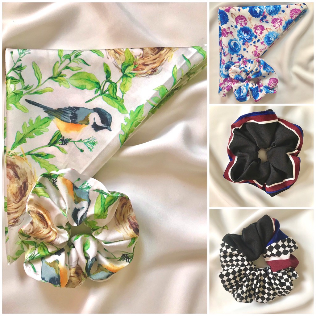 Set 2 Món Size Đại Khăn Bandara & Scrunchies Cột Tóc Siêu Xinh.
