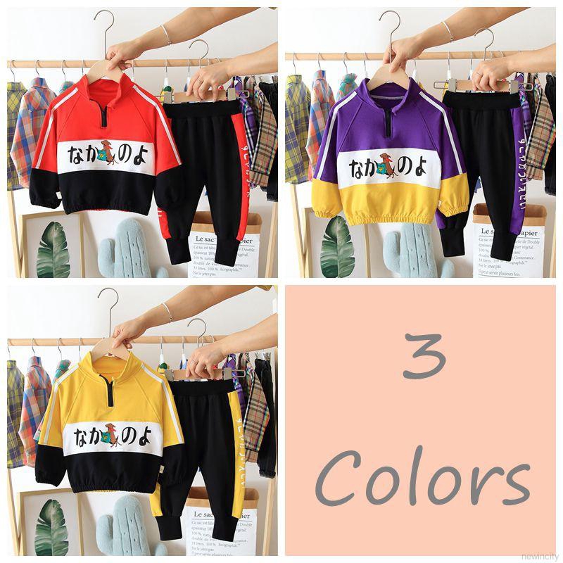 Set áo thun tay dài &amp; quần dài cho bé trai phong cách Hàn Quốc