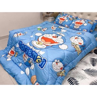 Bộ Drap & Chăn Phao 5 Món Cotton Poly 5D Doremon