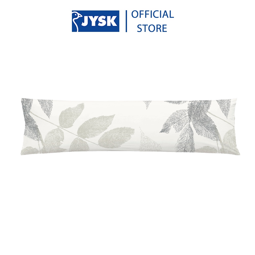 Vỏ gối ôm | JYSK Grain | cotton | trắng hoạ tiết xám | 18x80 cm