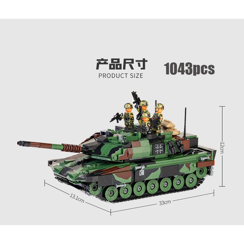 （CÓ SẴN) Bộ đồ chơi lắp ráp mô hình xe tănk gudi 6105 leopard 2A6 german main battle tank