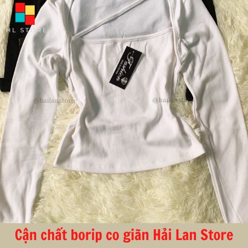 Áo croptop ❤️ Áo thun nữ tay dài ôm body chất borip co dãn dây chéo cổ phong cách Ulzzang hottrend Hải Lan TA22