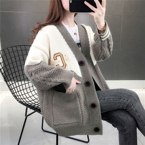 Áo Khoác Cardigan Dệt Kim Dáng Rộng Phong Cách Hàn Quốc Thời Trang Thu Đông Hàng Mới Năm 2021