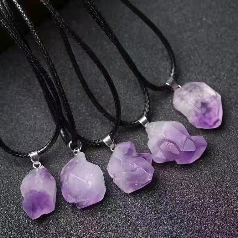 Dây Chuyền Mặt Đá Thạch Anh Tím Thời Trang Cho Cặp Đôi