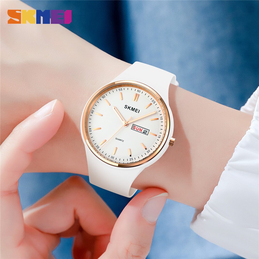 Đồng hồ thạch anh SKMEI dây silicone thời trang cặp đôi cho nữ