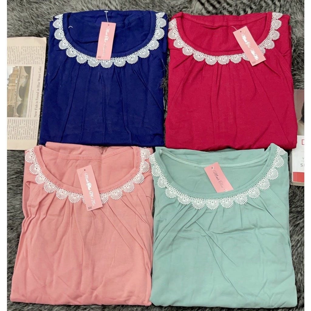 ( SALE ) Đồ bộ bầu sau sinh mặc nhà - thời trang mới nhất - Chất liệu cotton ( nhúng cổ-viền ren  )