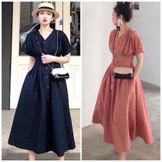 Đầm váy hồng ruốc xếp li form dài (kèm hình thật)