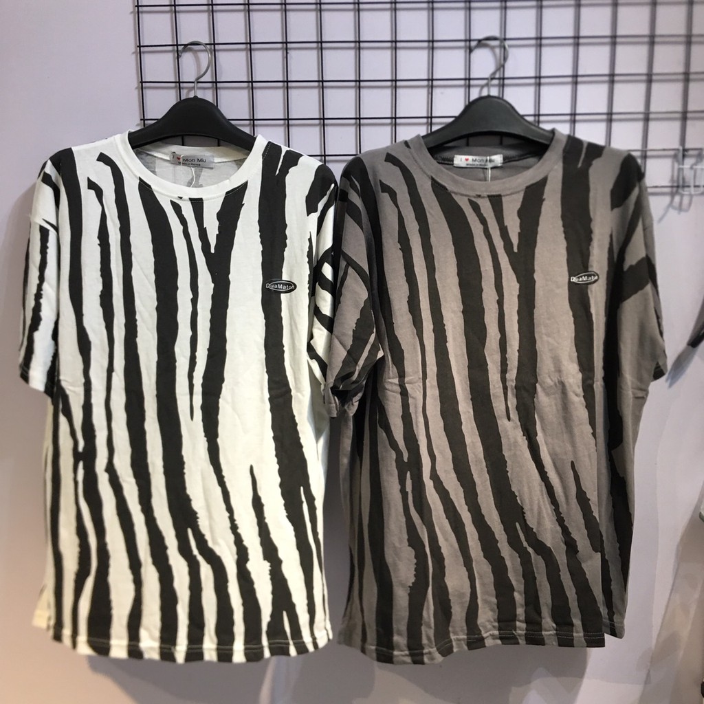 Áo thun cotton tay lỡ nam nữ form rộng Oversize sọc ngựa vằn áo phông Unisex Macdogi Shop