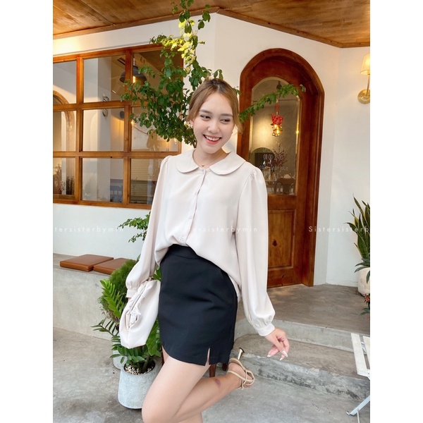 SISTERSISTER - Áo sơ mi cổ sen lụa SAM