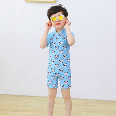 Bộ Đồ Bơi Ngắn Tay Họa Tiết Khủng Long Hoạt Hình Cho Bé Trai 2-11 Tuổi