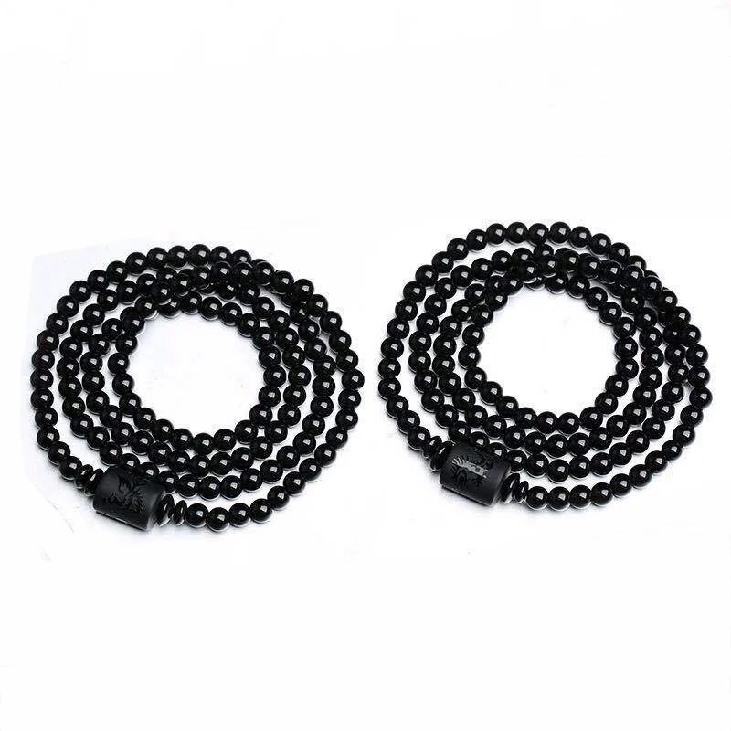 Vòng Tay Chuỗi Hạt Đá Obsidian Màu Đen Cầu Nguyện