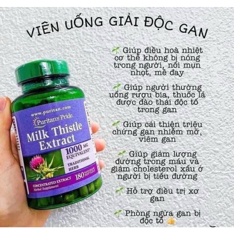 [Hàng Mỹ Bao Check] Thải độc gan, bổ gan, làm mát gan, tăng cường chức năng gan Milk Thistle Extract 1000mg 90-180 viên