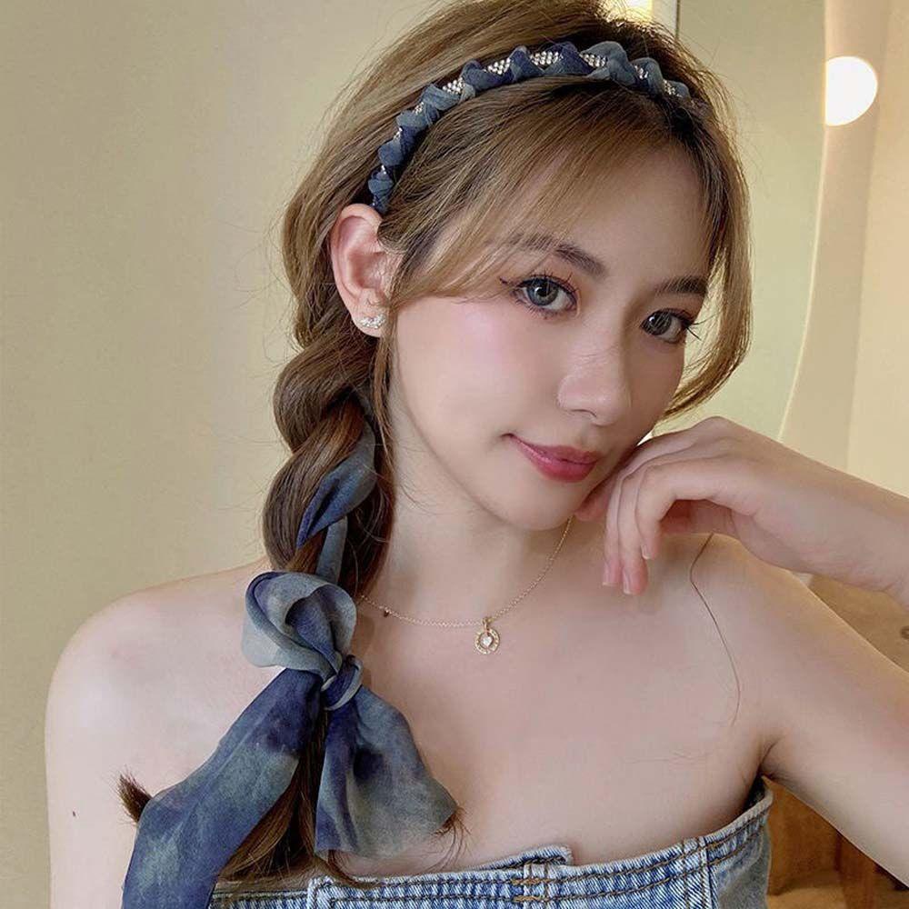 Băng Đô Cài Tóc Phối Dây Ruy Băng In Họa Tiết Dễ Thương Thời Trang Mùa Hè Cho Nữ|Băng Đô Lụa