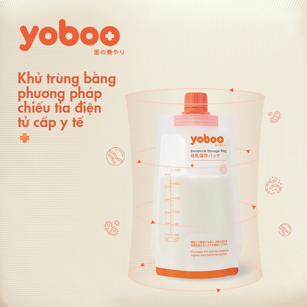 Set 30 túi trữ sữa mẹ Yoboo YB-004 có nắp vặn dung tích 200ml chất liệu PET an toàn - Hàng chính hãng