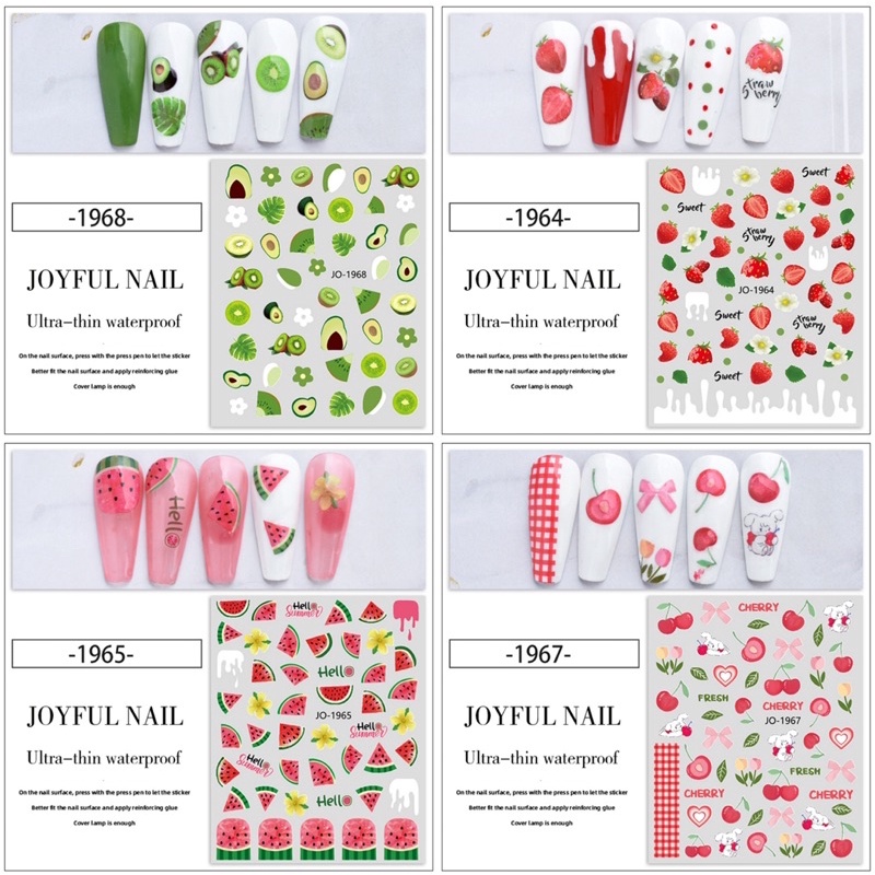 sticker 3d hoa quả mua hè dán móng tay nail