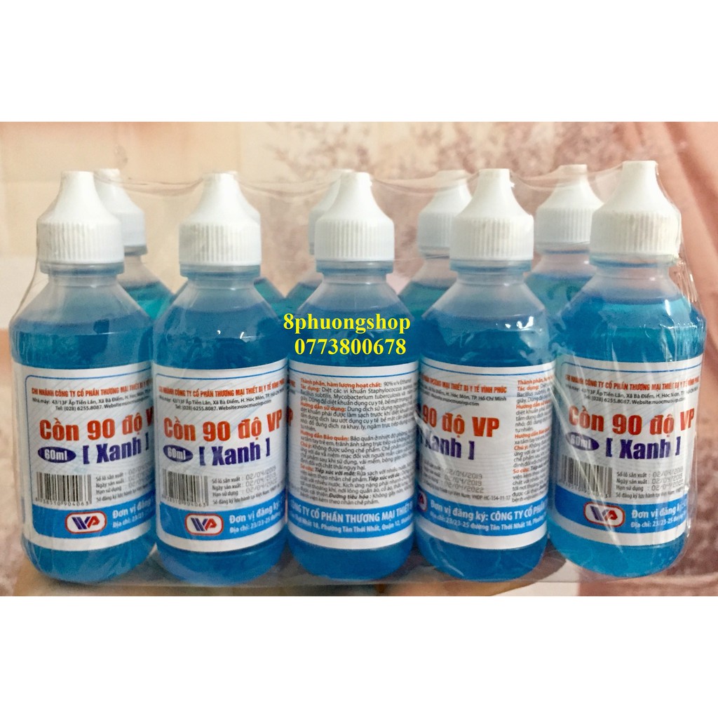 Cồn xanh Vĩnh Phúc 90 độ 60ml/chai - Cồn Xanh 90 Độ VP