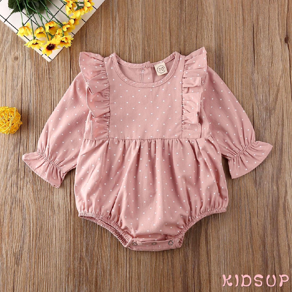 Jumpsuit Chất Cotton Phối Bèo Cho Bé Gái