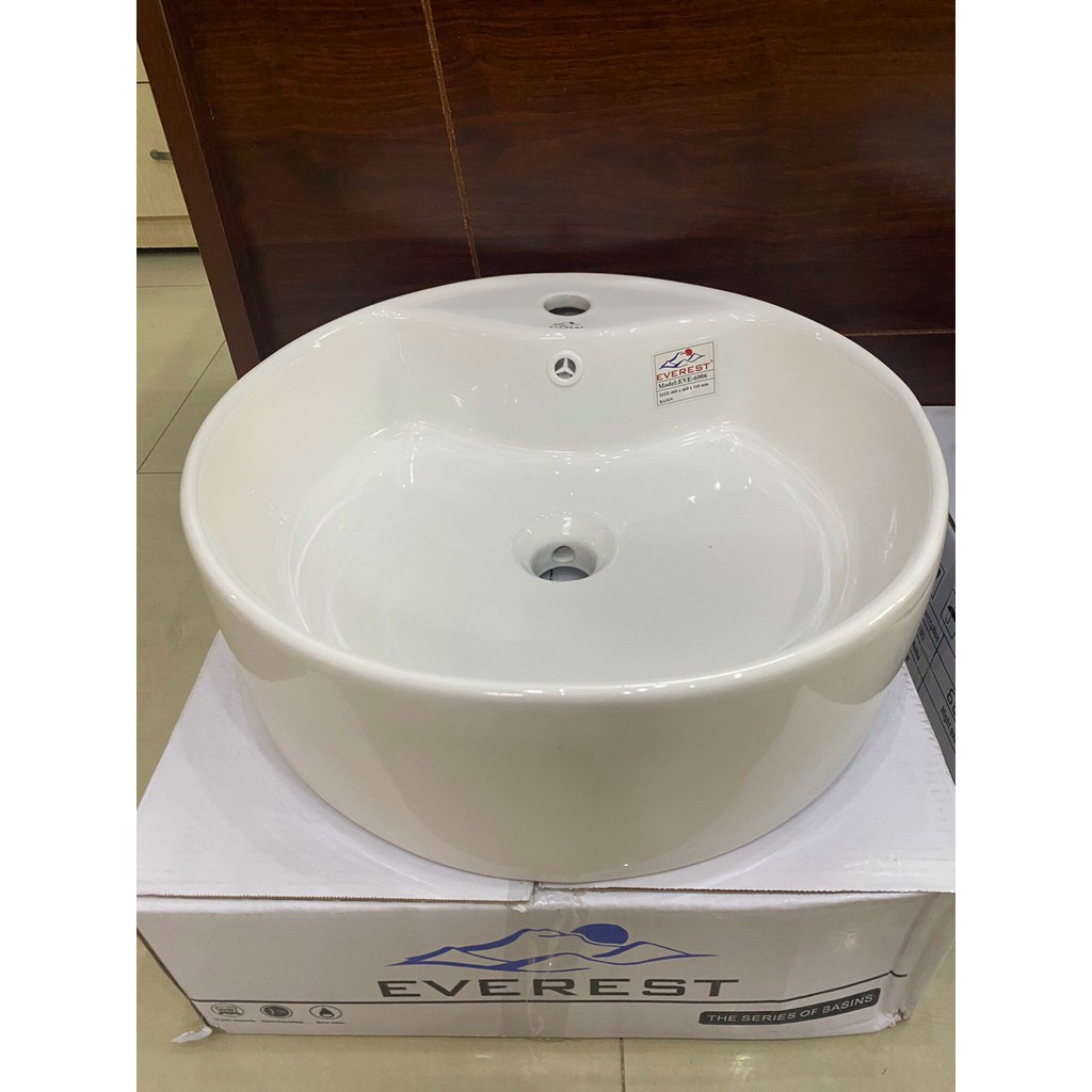 lavabo tròn EVERET đặt bàn kiểu dáng sang trọng - men sứ nano sáng bóng chống trầy