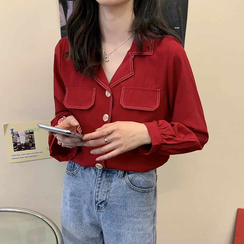 SUXI Áo Nữ Tay Dài Cổ Chữ V Thời Trang Quyến Rũ