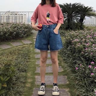 Quần short jean trơn