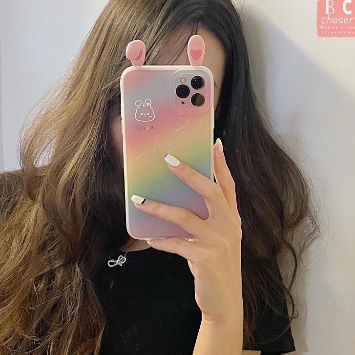 Ốp điện thoại TPU gắn tai thỏ / hươu đáng yêu thích hợp cho Apple iPhone 7/8/se/X/XS/XR/11/12/13/Pro Max/Mini