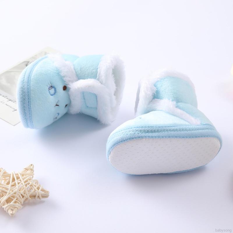 Giày bốt cotton lót nhung đế mềm giữ ấm mùa đông cho bé