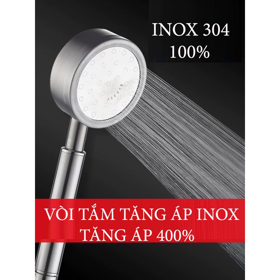 Vòi Sen Tăng Áp Nhật Bản Inox 304 Siêu Tiết Kiệm Nước - Vòi Tắm Hoa Sen Inox Tăng Áp Cao Cấp