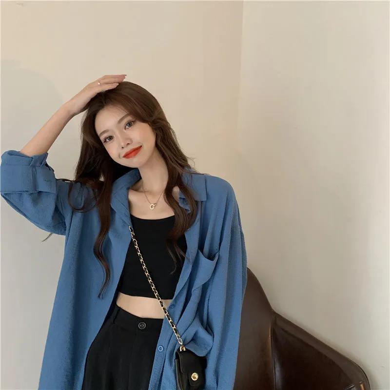 Áo BH tay dài màu trơn phối nút cài thanh lịch thời trang cao cấp cho nữ