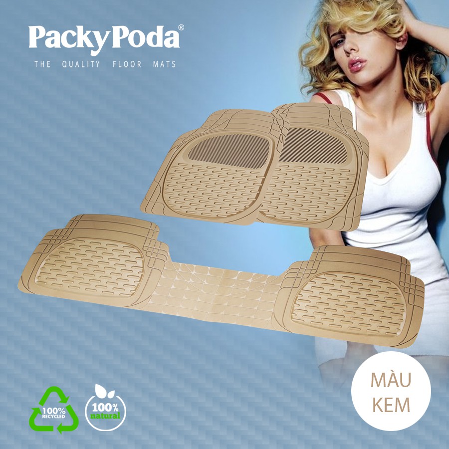 [Mã INCU300 giảm 10% đơn 499K] Bộ Thảm Lót Sàn Ô Tô PACKY PODA 6123 Màu Kem 4 Chỗ Nhập Khẩu Chính Hãng