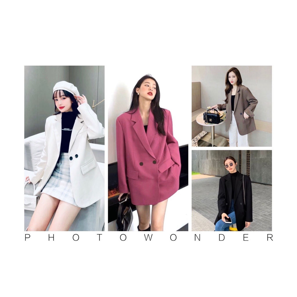 Blazer Nữ Áo Khoác Nữ Blazer 2 Nút Dáng Rộng Blazer Hàn Quốc - Hàng Phom Chuẩn Đẹp Thoáng Mịn - BLA22053