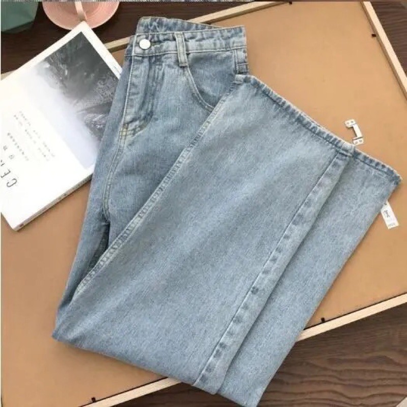 [ORDER] Quần baggy jeans xanh cho nữ, quần jeans ống rộng, quần bò