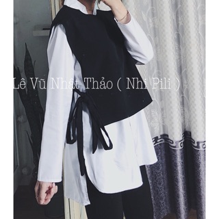 Áo phối thắt nơ eo