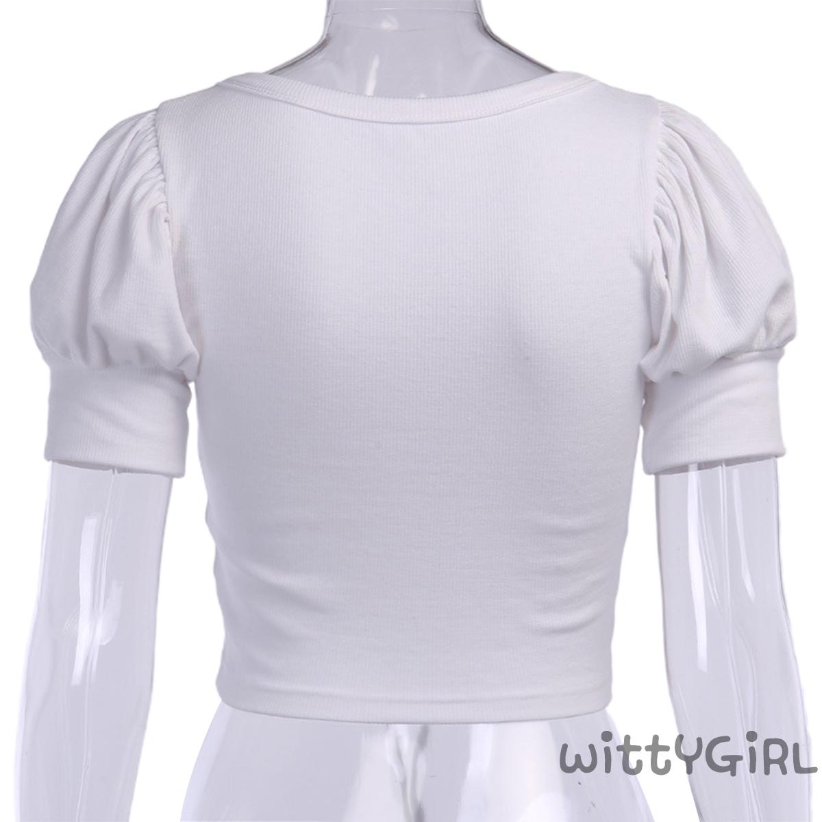 W[]-Summer Sexy V-Neck T-shirt Women Crop Tops Solid Drawstring Tee | BigBuy360 - bigbuy360.vn