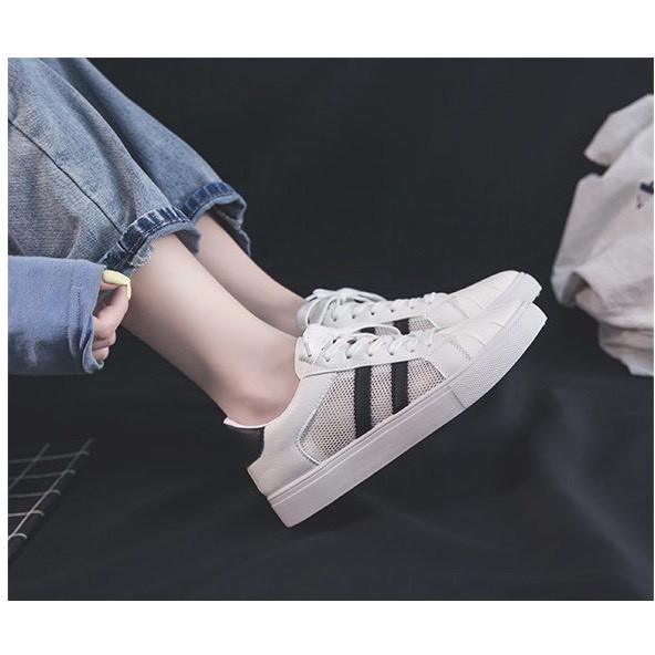 XẢ KHO (S99) Giầy thể thao nữ phối lưới 2 kẻ đen (mã 577)