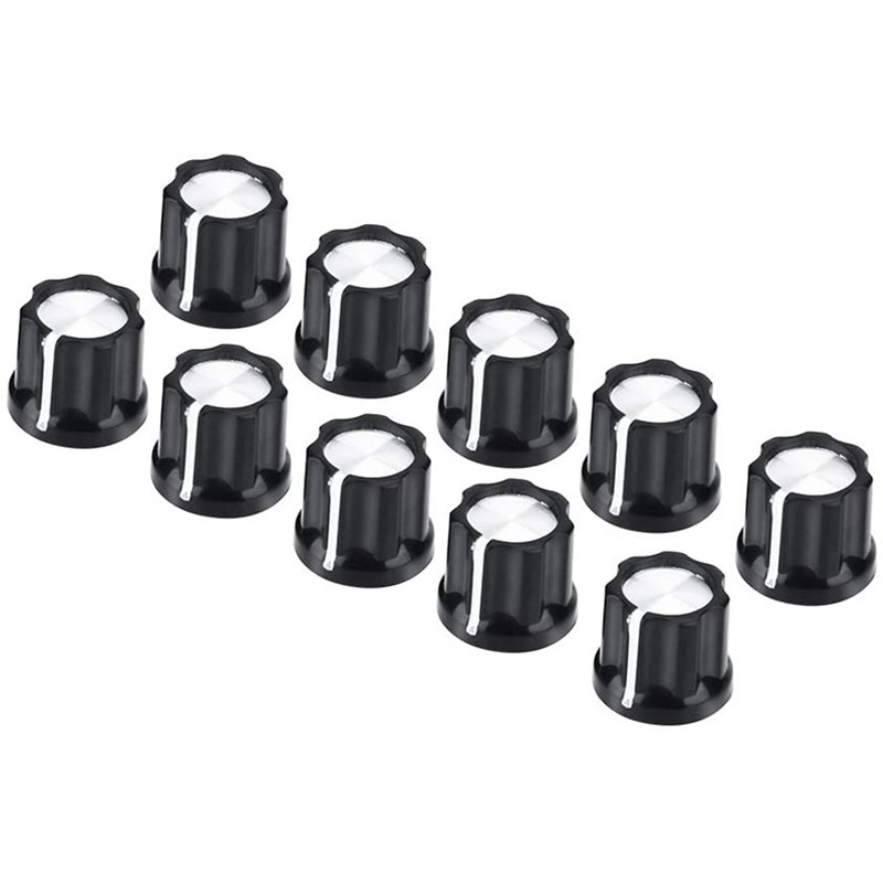 10Pcs Black Potentiometer Control Knob Volume Electric Guitar Bass