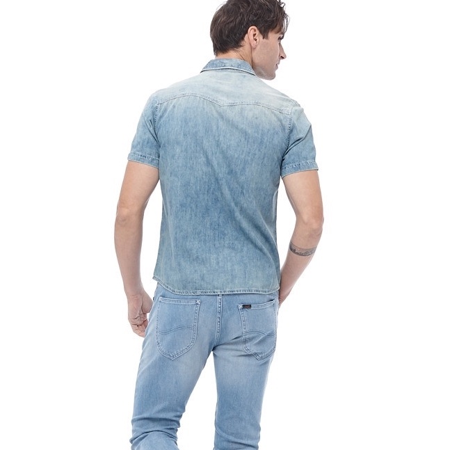 HÀNG XUẤT XỊN - ÁO SƠ MI DENIM NAM NGẮN TAY XUẤT KHẨU