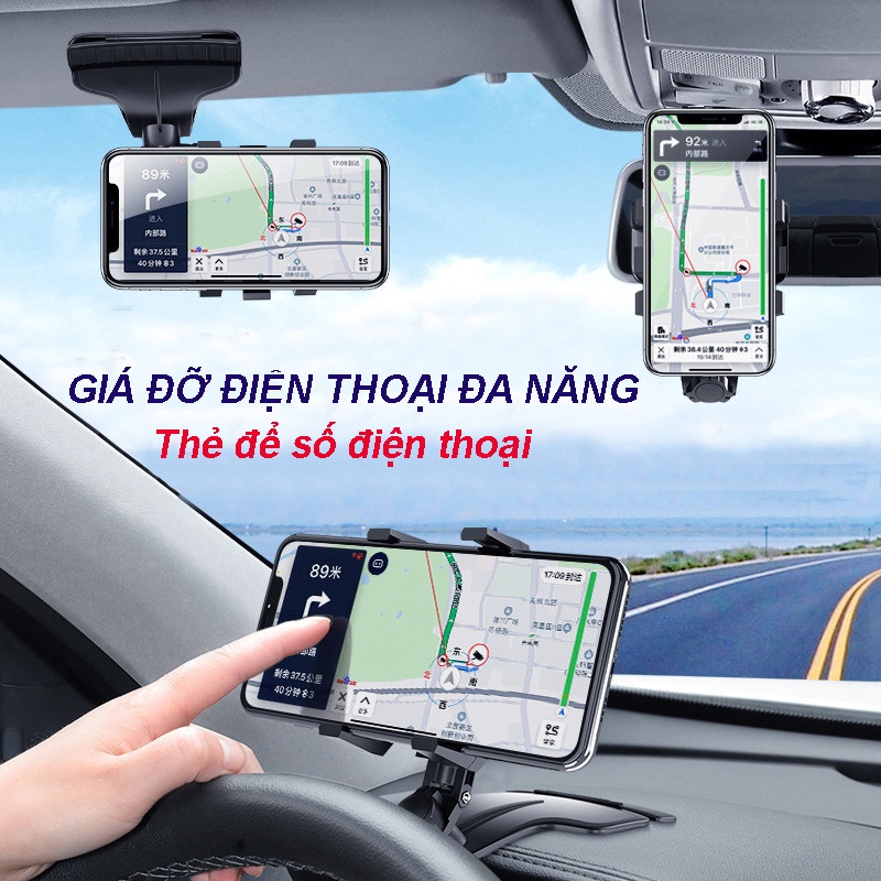 Giá đỡ điện thoại trên ô tô gắn taplo và cửa gió điều hòa xoay 360° kèm bảng để số điện thoại. | BigBuy360 - bigbuy360.vn