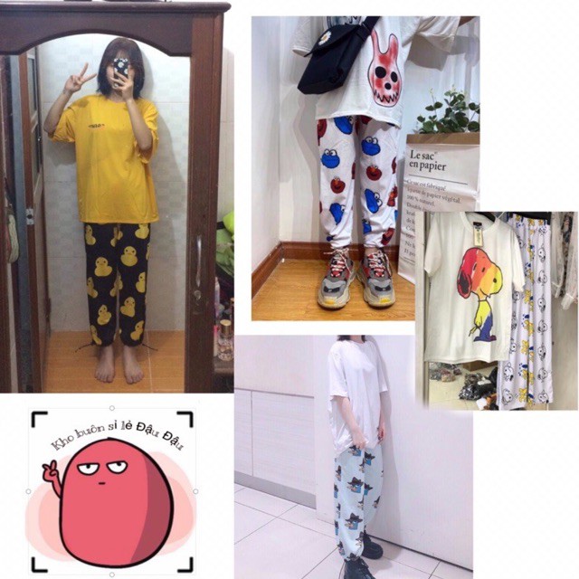 QUẦN JOGGER CARTOON hoạt hình DÀI cạp chun bo gấu và ống xuông