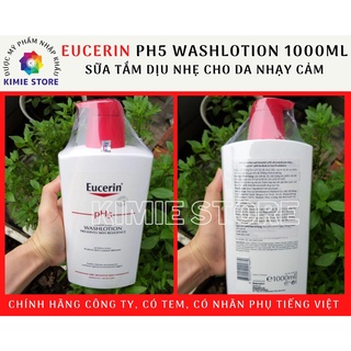   TEM CTY  Sữa tắm Eucerin pH5 Washlotion 1000mL  có mùi nắp đỏ  - Sữa Tắm Dịu Nhẹ pH5 Cho Da Nhạy Cảm 