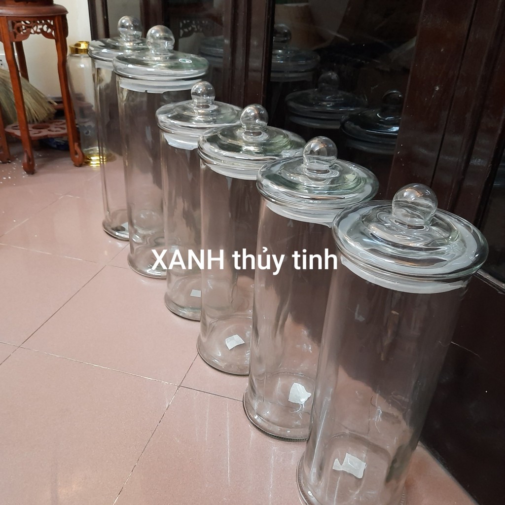 Bình thủy tinh trụ trơn ngâm củ sâm, ngâm quả, ngâm nấm linh chi - 25 Lít