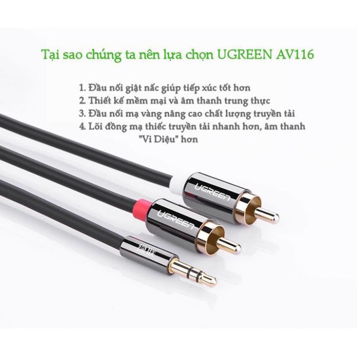 Ugreen 10583 - Cáp Audio 1 ra 2 dài 1,5m cao cấp  chính hãng