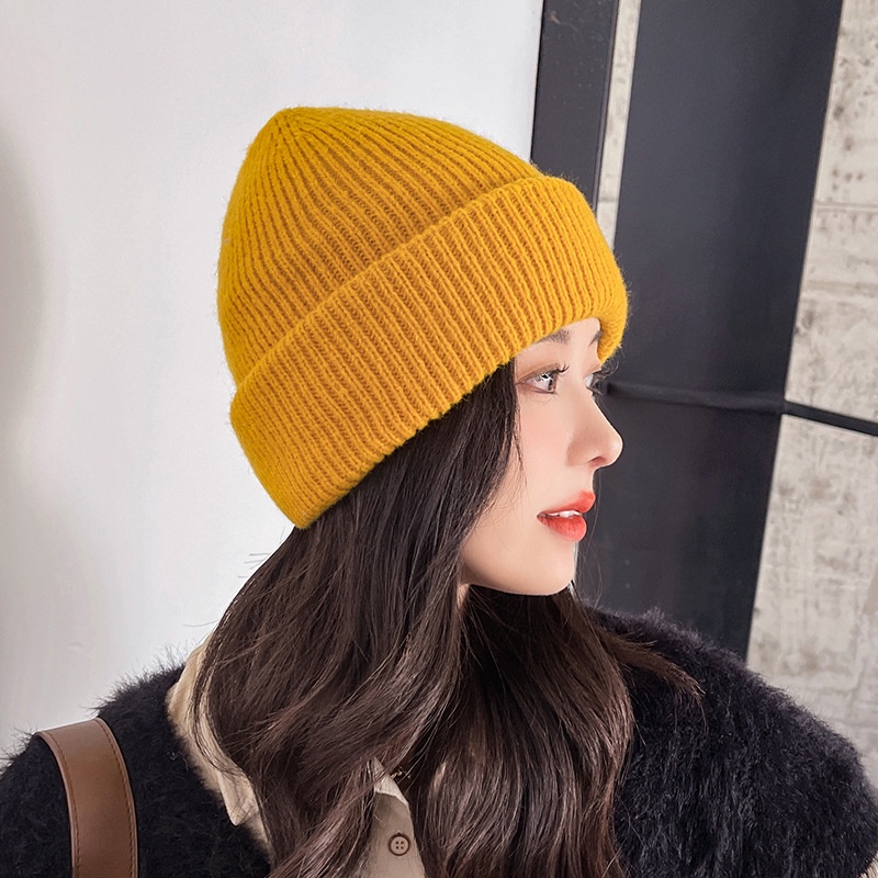 Mũ len dệt kim thêu họa tiết gấu hoạt hình thời trang cho nữ