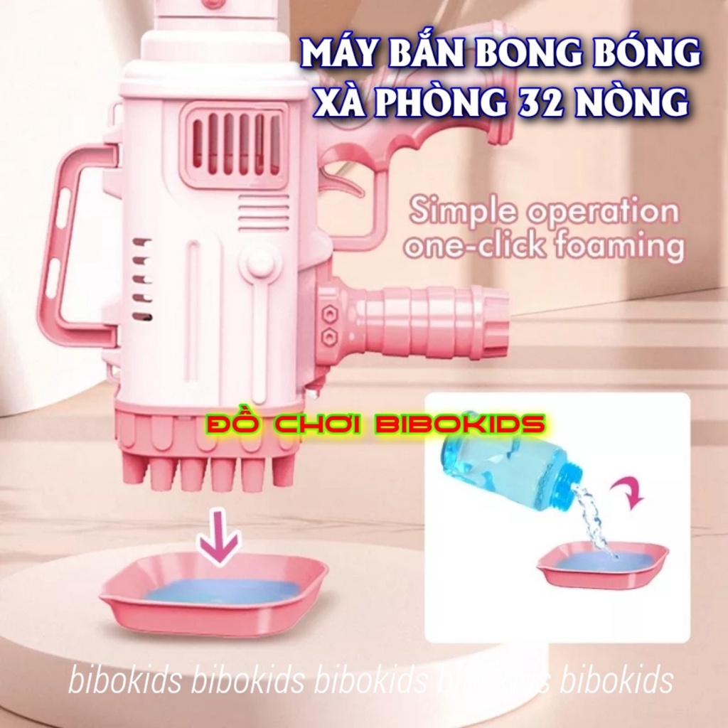 Súng bắn bong bóng 32 nòng chạy bằng pin siêu hot kèm dung dịch pha bong bóng nhiều màu an toàn cho bé