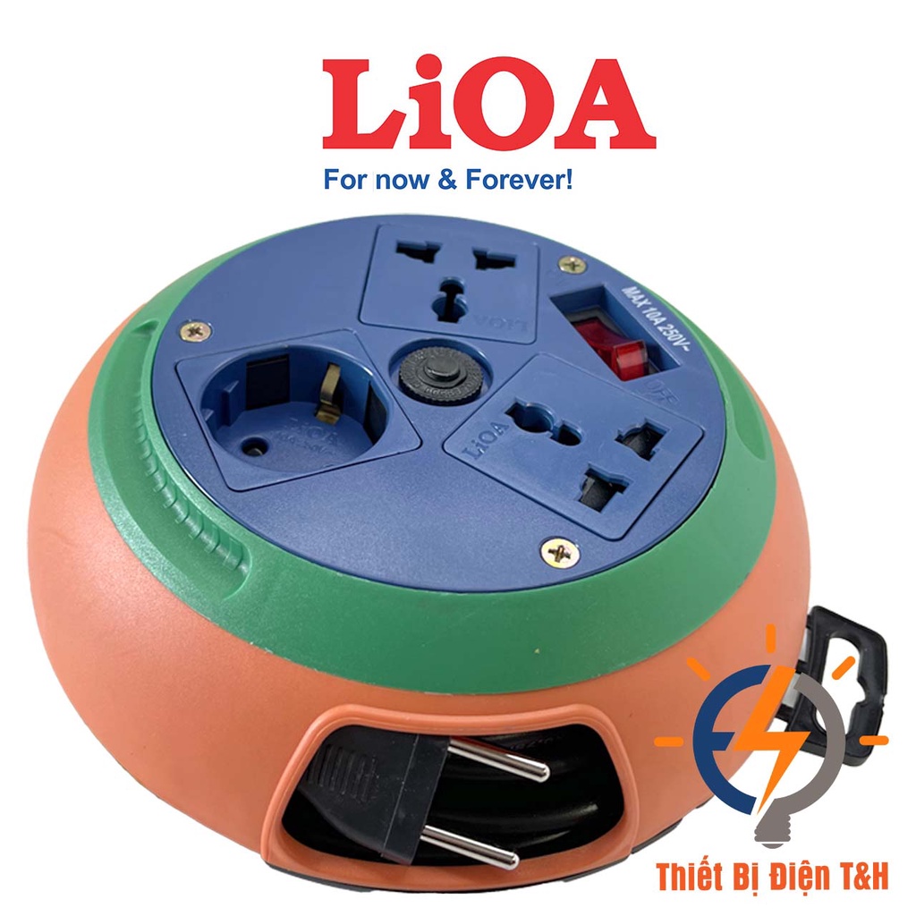 Ổ cắm điện tròn đa năng LIOA, kiểu đĩa bay, 3 lỗ, 6 lỗ, 1 công tắc, dây dài 5M, 10M