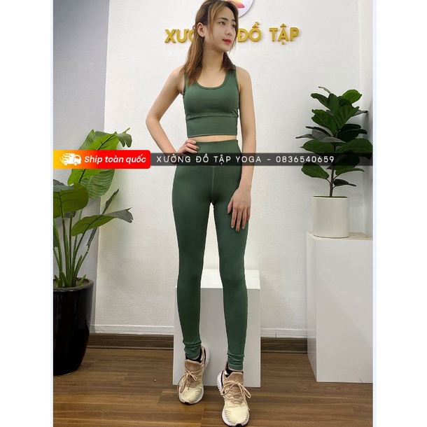 ✅ Ảnh Thật 100% - Mặc Là Mê ✅Bộ tập GYM nữ đa năng - Yoga nữ - Set tập yoga dài lưng kín rằn ri đen phối trắng