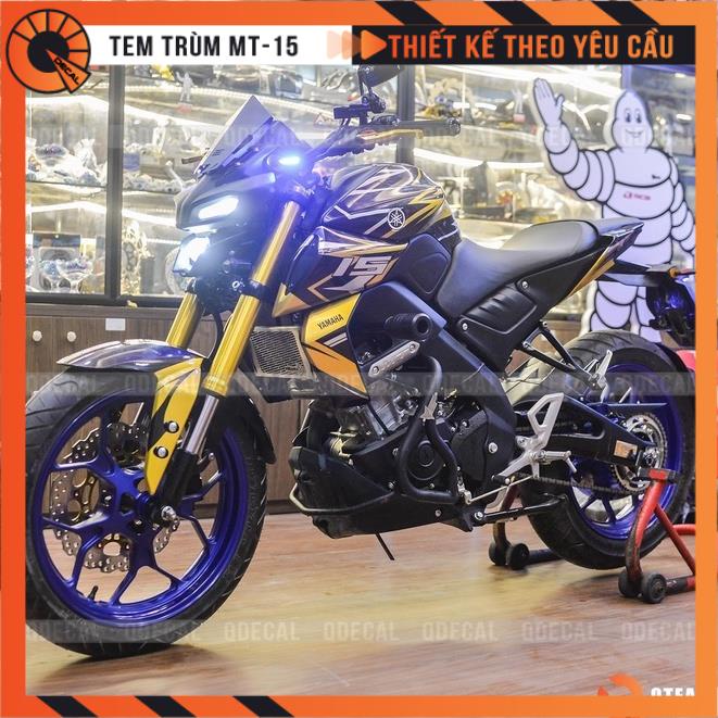 Tem trùm MT15 style sporty đen vàng decal 3 lớp  thiết kế theo yêu cầu