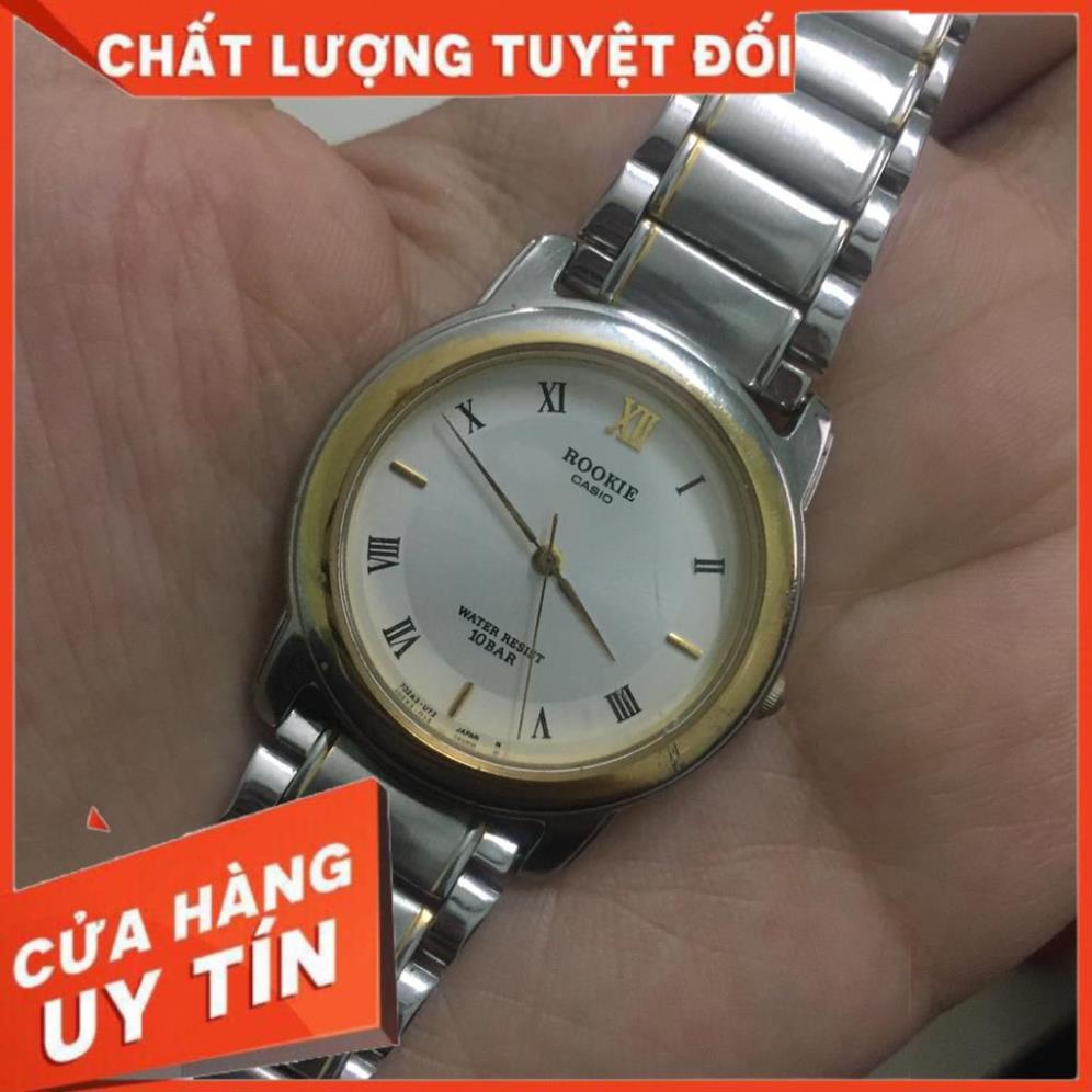 FREE SHIP Đồng hồ nữ thời trang ROOKIE thương hiệu CASIO hàng si Nhật chính hãng kim vàng , số la mã 2HAND NHẬT 100%
